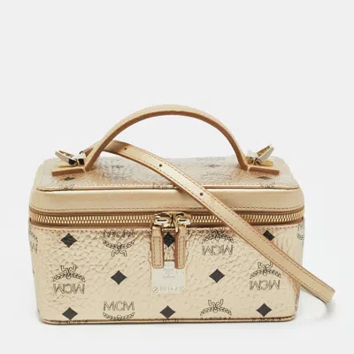 Pre-owned Mcm Rockstar Gold Visetos Coated Canvas Vanity Case