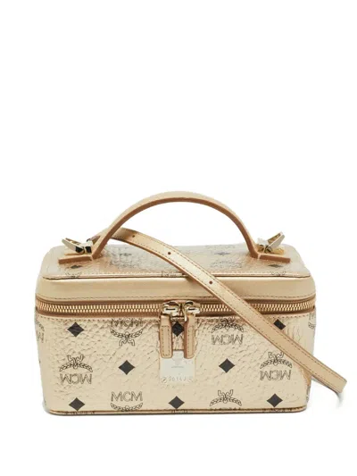 Pre-owned Mcm Rockstar Monogram Vanity Bag In Gold