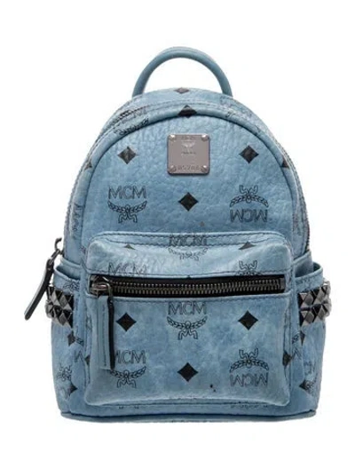 Pre-owned Mcm Rockstud Backpack In Blue