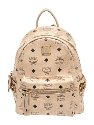 Pre-owned Mcm Rockstud Backpack In Neutrals