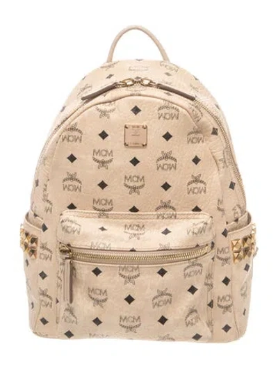 Pre-owned Mcm Rockstud Backpack In Neutrals