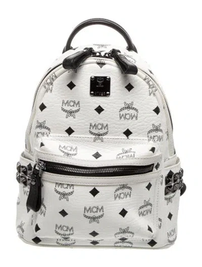 Pre-owned Mcm Rockstud Backpack In White