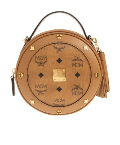 Mcm Round Shoulder Bag In Brown