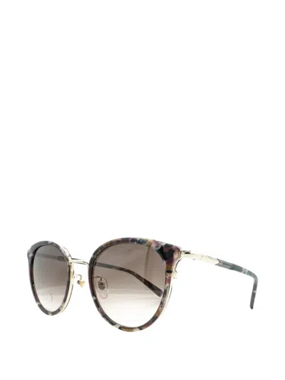 Mcm Round-frame Marbled-effect Sunglasses In Brown