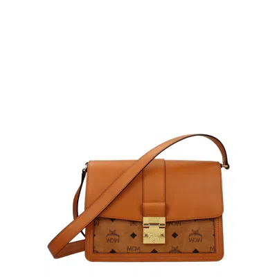 Mcm Women's Brown Leather Crossbody Bag In Orange