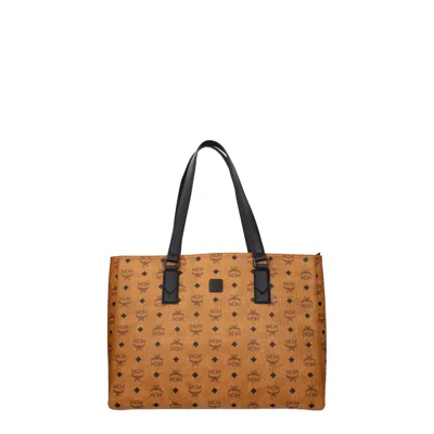 Mcm Women's Brown/black Leather Shoulder Bag In Orange