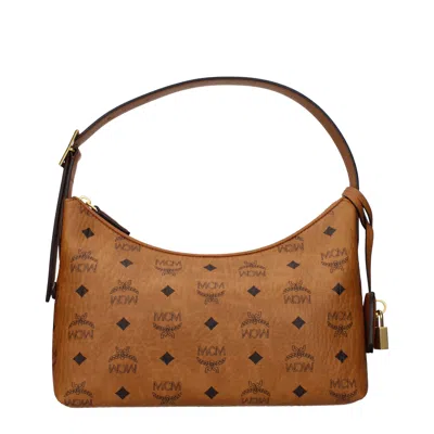 Mcm Women's Shoulder Bag Fabric Brown/cognac