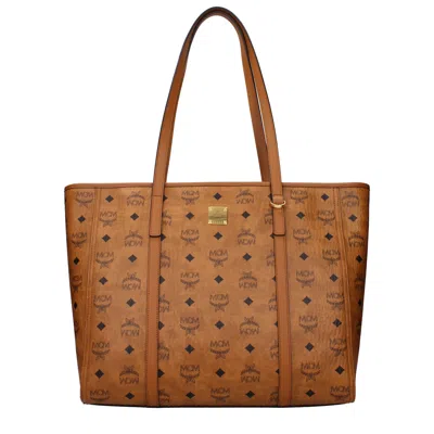 Mcm Women's Shoulder Bag Fabric Brown/cognac