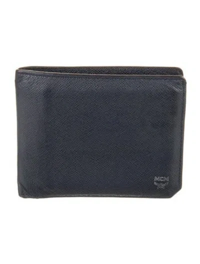 Pre-owned Mcm Saffiano Leather Bifold Wallet In Blue