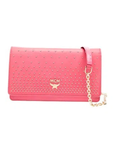 Pre-owned Mcm Saffiano Leather Clutch In Pink