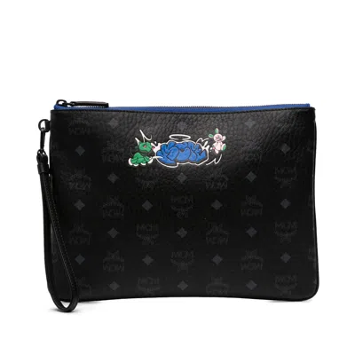 Mcm Sambypen Haru Henry Kaiser Visetos Coated Canvas Clutch In Black