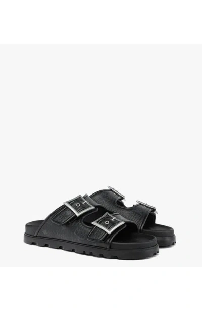 Mcm Buckle-detail Flat Sandals In Black