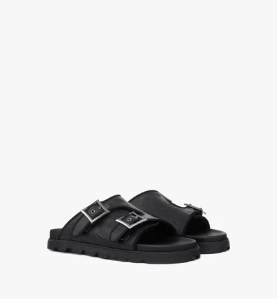 Mcm Sandals In Embossed Monogram Leather In Black