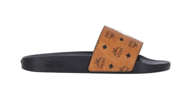 Mcm Sandals With Logo Band In Brown