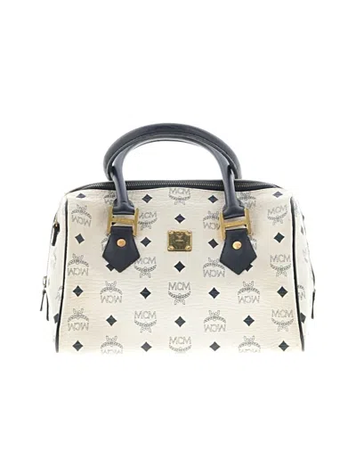 Pre-owned Mcm Satchel In Ivory