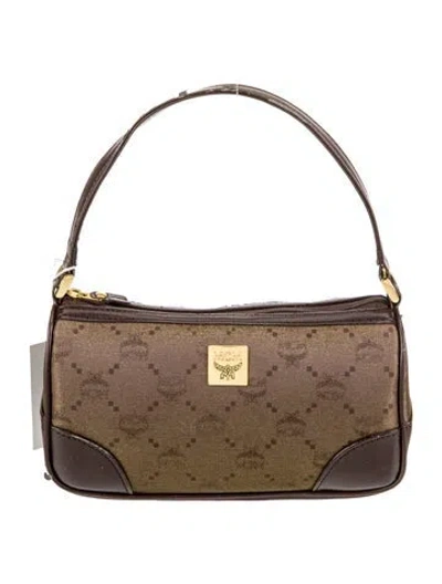 Pre-owned Mcm Satin Top Handle Bag In Brown