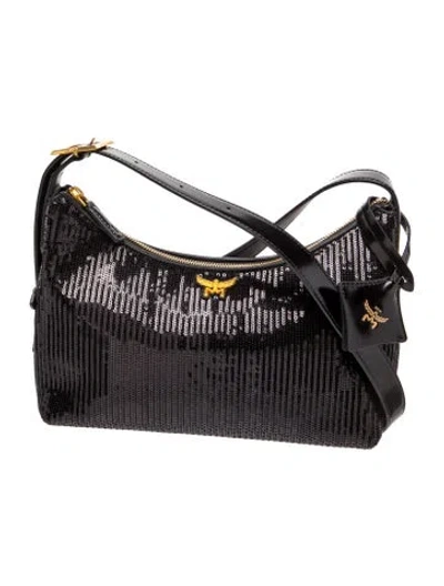 Pre-owned Mcm Sequins Crossbody Bag W/ Tags In Black