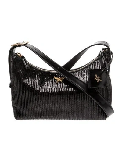 Pre-owned Mcm Sequins Shoulder Bag In Black