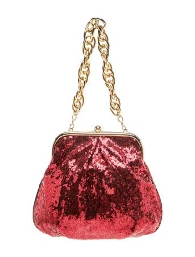 Pre-owned Mcm Sequins Shoulder Bag In Red