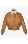 Mcm Shearling Bomber Jacket In Brown