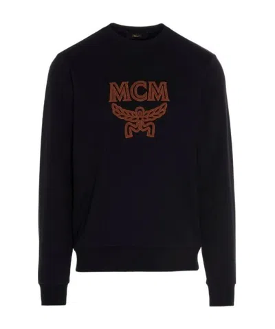 Mcm Shearling Logo Sweatshirt In Black