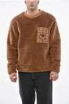 Mcm Sherpa Fabric Crew-neck Sweatshirt With Breast Pocket In Brown