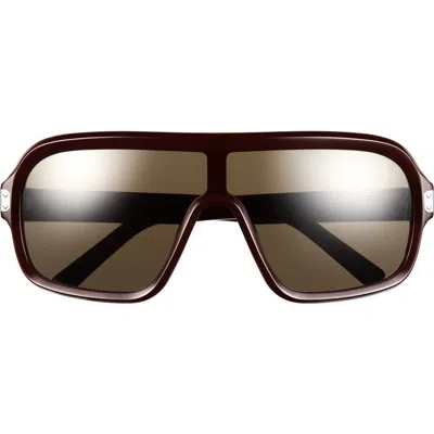 Mcm Shield Sunglasses In Shiny Dark Brown / Green