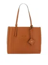 Mcm Woman Caramel Leather Medium Himmel Shopping Bag In Brown