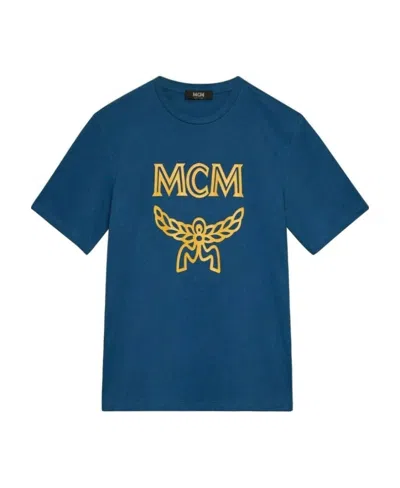 Mcm Short-sleeved Logo Printed T-shirt In Blue