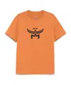 Mcm Laurel Logo Print T-shirt In Organic Cotton In Orange