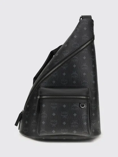 Mcm Aren Sling Printed Canvas Backpack In Black