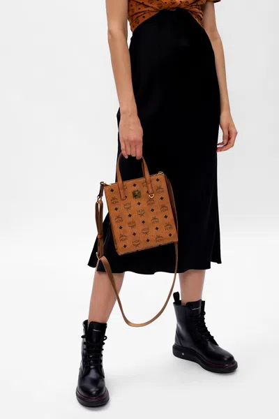 Mcm Shoulder Bag With Logo In Brown
