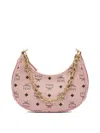 Mcm Small Aren Monogram Crescent Hobo Bag In Pink
