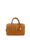 Mcm Printed Canvas Medium Ella Boston Handbag In Brown
