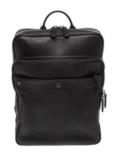Pre-owned Mcm Signature Backpack In Black