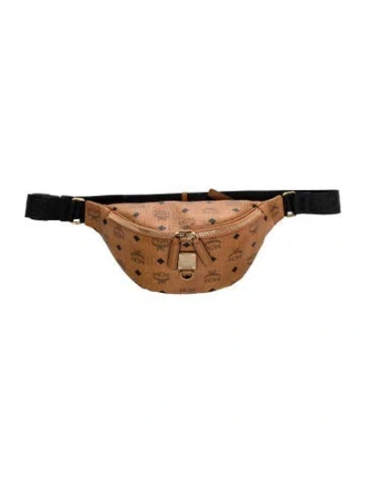 Pre-owned Mcm Signature Belt Bag In Brown