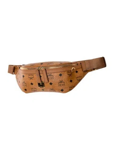 Pre-owned Mcm Signature Belt Bag In Brown