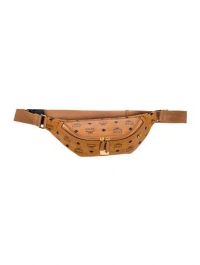 Pre-owned Mcm Signature Belt Bag In Neutral
