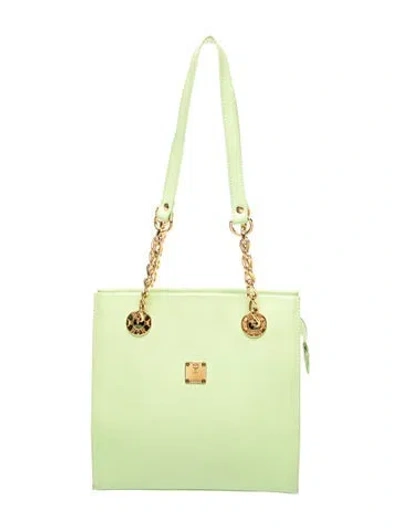 Pre-owned Mcm Signature Bucket Bag In Green