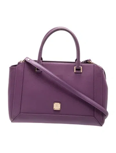 Pre-owned Mcm Signature Crossbody Bag In Brown/grey/purple