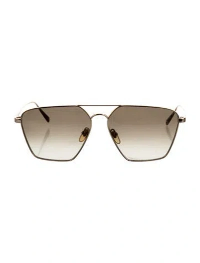 Pre-owned Mcm Signature Logo Aviator Sunglasses In Gold