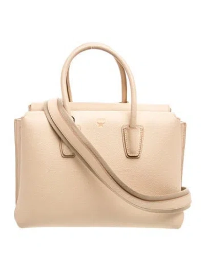 Pre-owned Mcm Signature Milla Medium In Neutrals