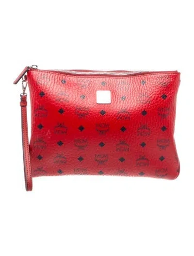 Pre-owned Mcm Signature Portfolio In Red