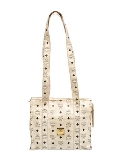 Pre-owned Mcm Signature Shoulder Bag In Neutrals