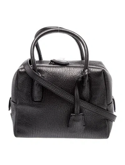 Pre-owned Mcm Signature Top Handle Bag In Black
