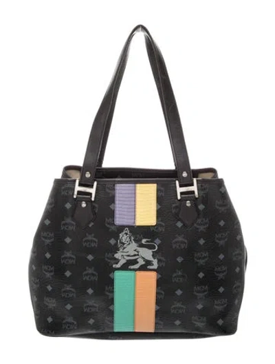Pre-owned Mcm Signature Tote In Black