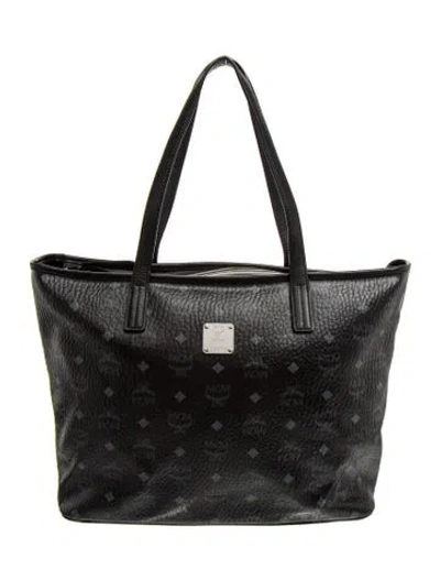 Pre-owned Mcm Signature Tote In Black
