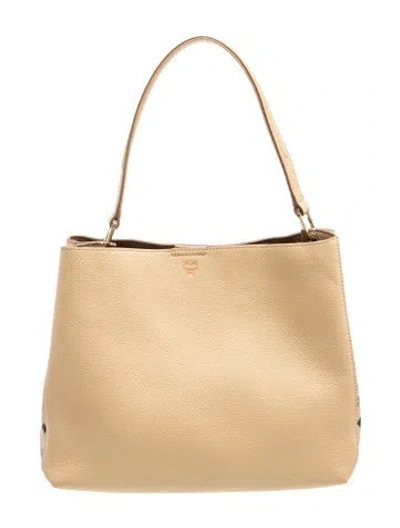 Pre-owned Mcm Signature Tote In Neutrals