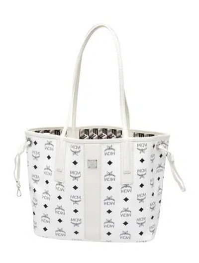 Pre-owned Mcm Signature Tote W/ Tags In White