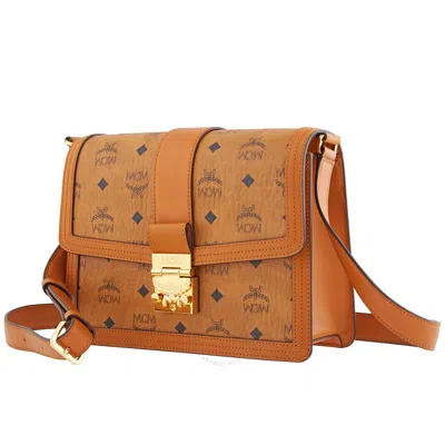 Mcm Signature Visetos Tracy Shoulder Bag In Cognac In Brown